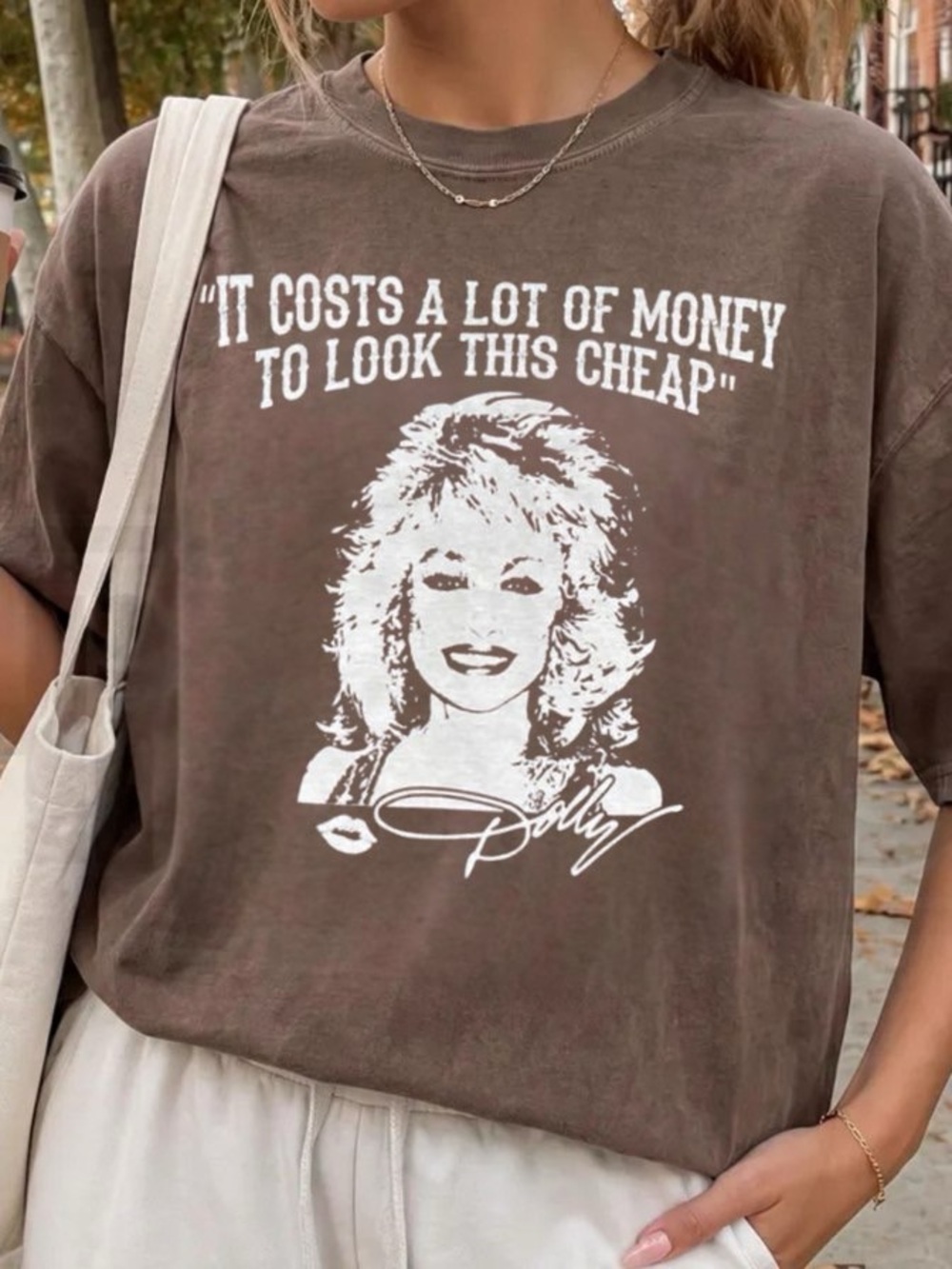 Vintage-Dolly Parton dark chocolate Graphic Tee, country music